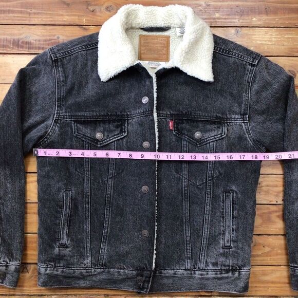 LEVI’S Premium jeans jacket sherpa jeans jacket Cottagecore western cowgirl XXS - Picture 5 of 9